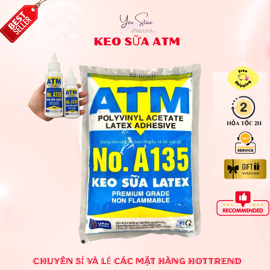 Keo Sữa Latex ATM No.A135 Loại Tốt Dùng Dán Giấy, Sàn Gỗ, Dán Đồ Handmade, Làm Slam, Dán Đồ Chơi